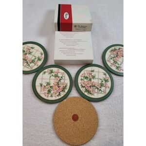 Vintage 1980s PIMPERNEL "ROMANTIC ROSE" Set Of 5 ROUND Coasters MIB Cottage Core